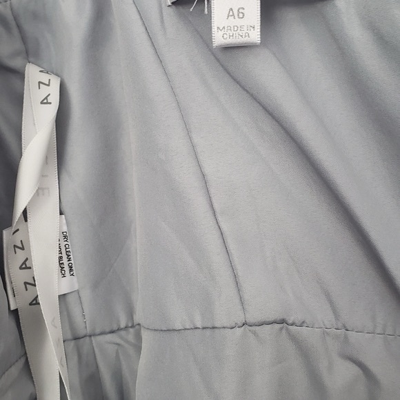 Azazie Clarissa  A Line Chiffon Tea Length Dress Dolphin Grey Sz A6 NWT - Picture 11 of 15